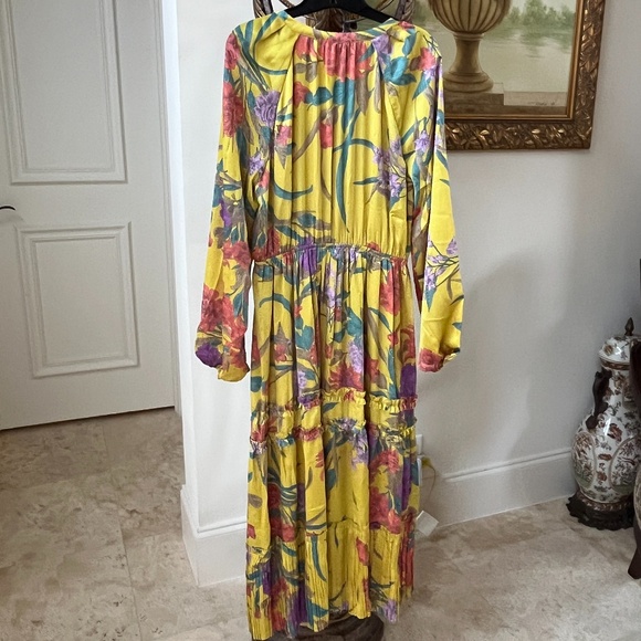 NWT Current Air Yellow Floral Ruffle Midi Dress Size M - Picture 2 of 6
